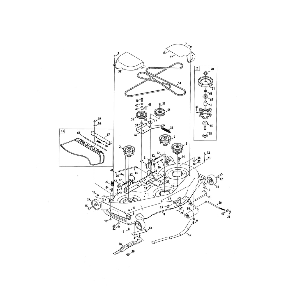 50" Deck Diagram and Parts List for 13AF91AP056  Cub Cadet Lawn Tractor